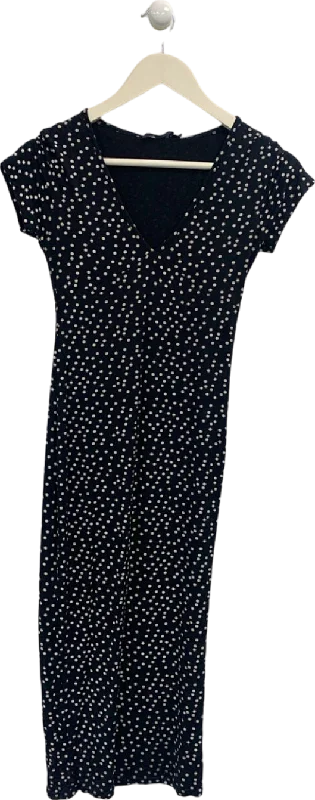 Pretty Little Thing Black Polka Dot Midi Dress UK 8