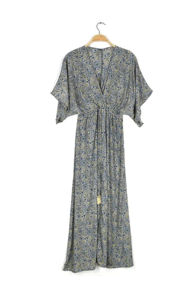 Printed Caftan Midi Dress - Blue Ditzy