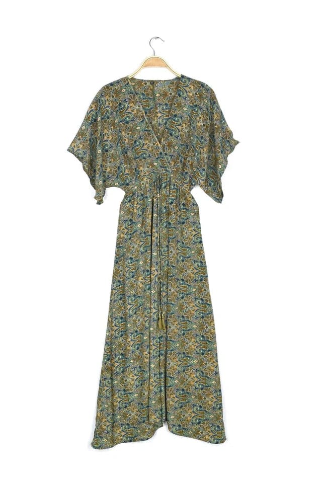 Printed Caftan Midi Dress - Clover