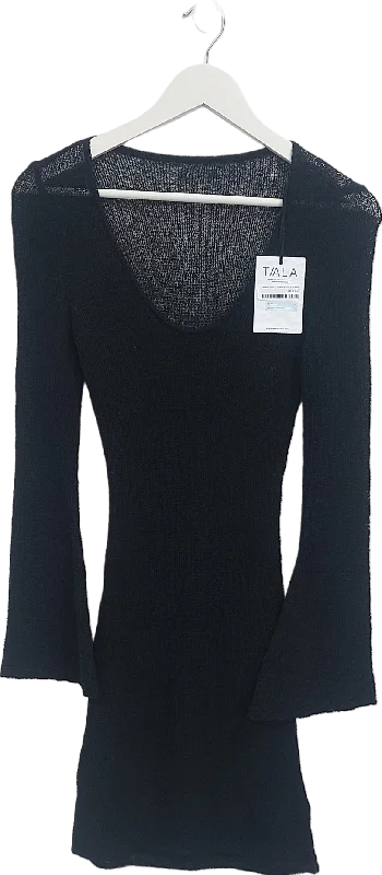 T/ALA Black Beach Knit Mini Dress UK XS