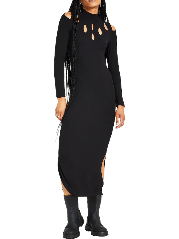 Womens Side Slit Long Bodycon Dress