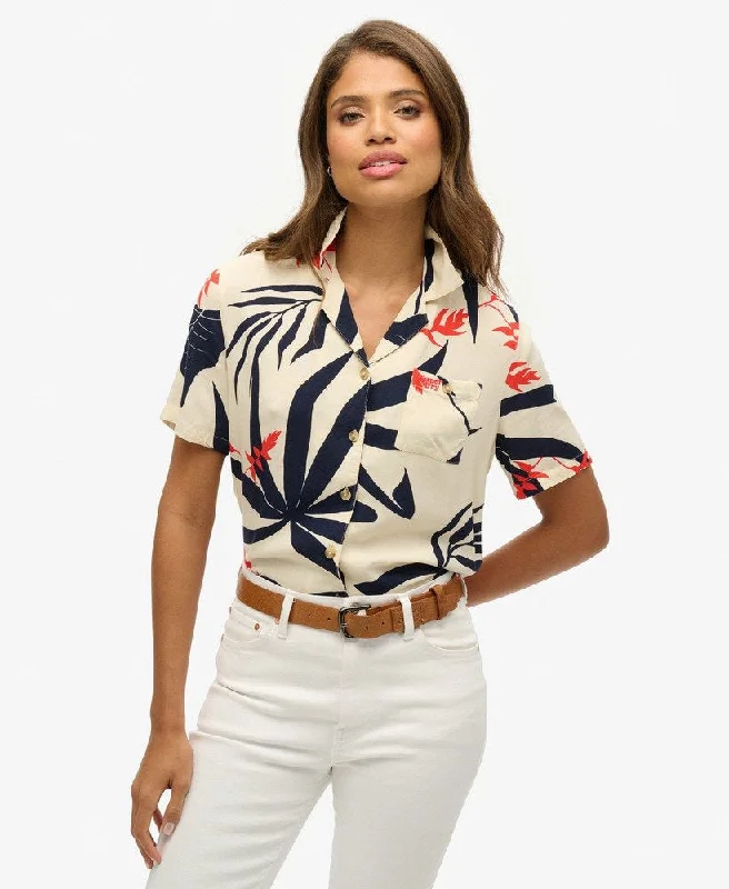 Beach Resort Shirt | Jungle Silhouette Ecru