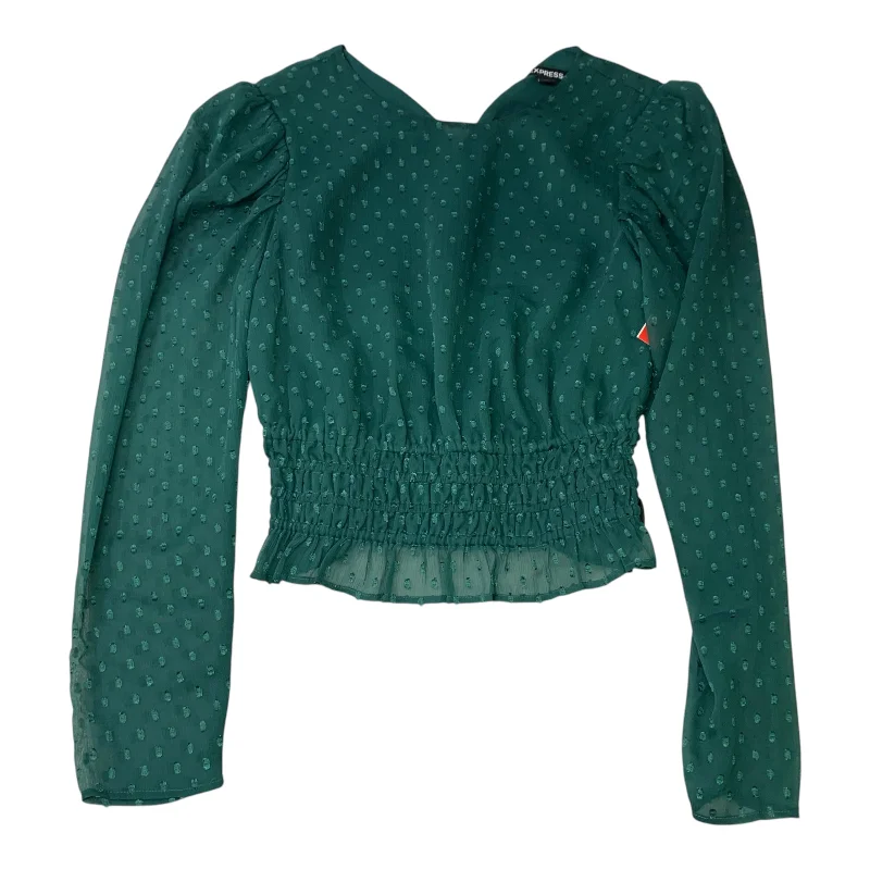 Blouse Long Sleeve By Express In Green, Size: Xs