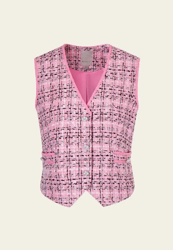 Check Button Fastening Tweed Waistcoat