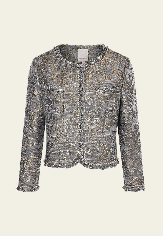 Jacquard Pattern Cropped Jacket