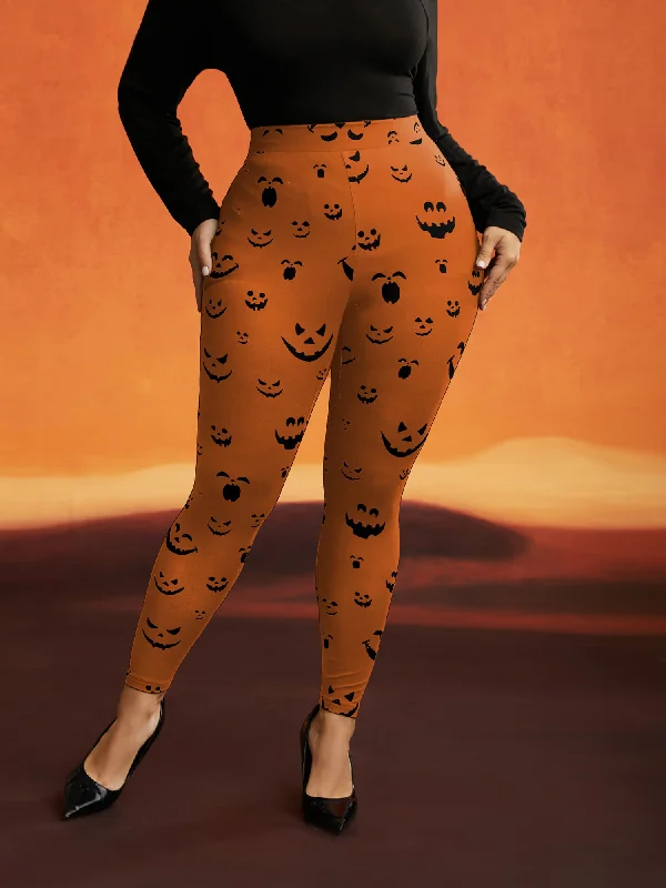 Stretchy Jack-o-Lantern Leggings