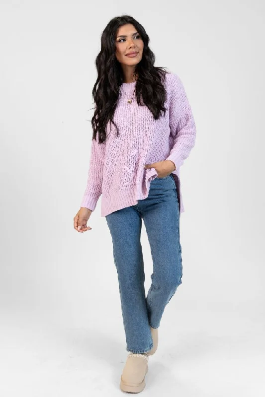 Everyday Feelings Lilac Chenille Waffle Knit Sweater