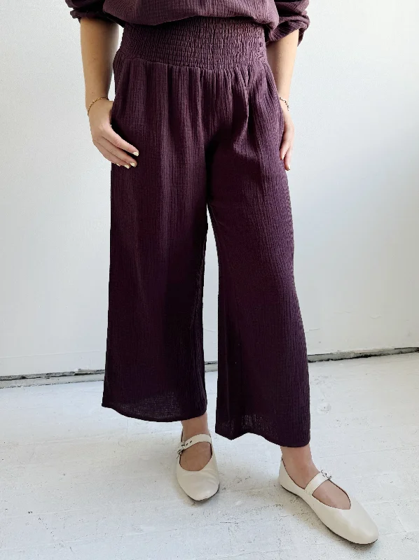 Zoe Smocked Pant - Plum